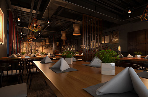 绍兴简约大气中式风格餐厅设计装修效果图