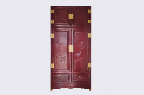 绍兴高端中式家居装修深红色纯实木衣柜